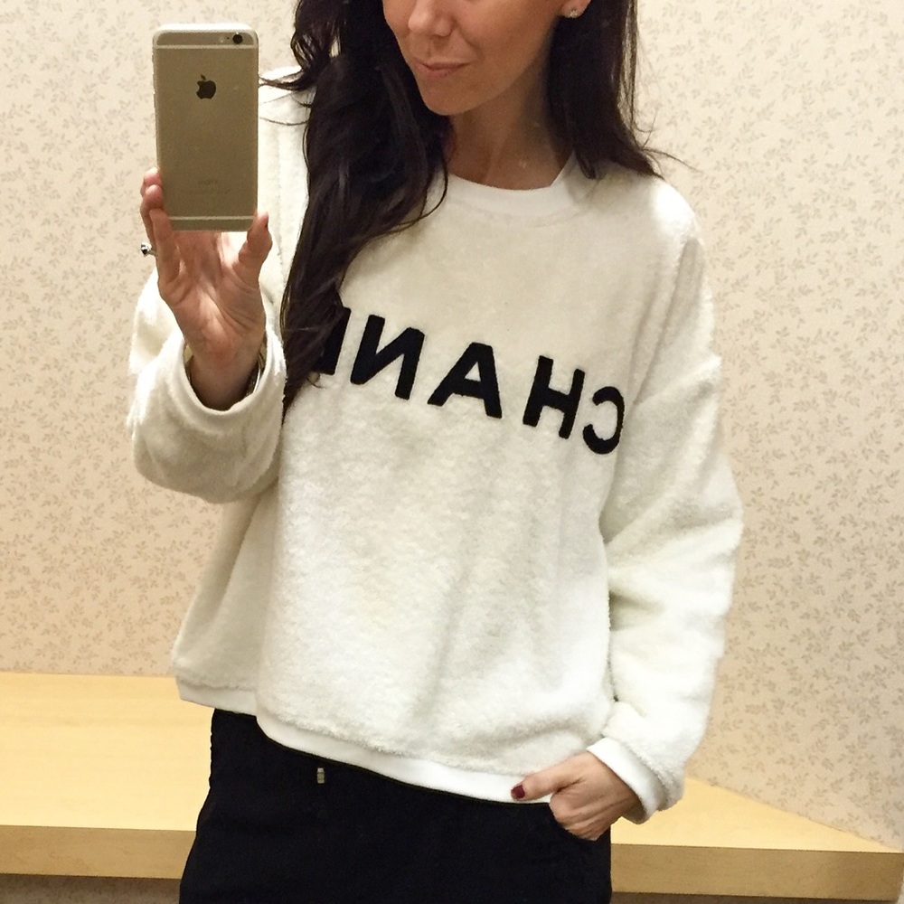 Vintage Chanel logo pullover made in France